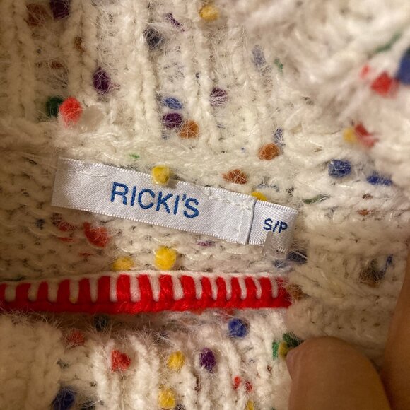 #147 Fuzzy Cowl Neck Sweater with Embroidered Dots, Size Small - Picture 4 of 5